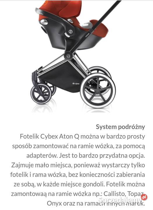 Fotelik samochodowy Cybex Aton Q isofix baza Regulowany zagłówek Rzeszów sprzedam