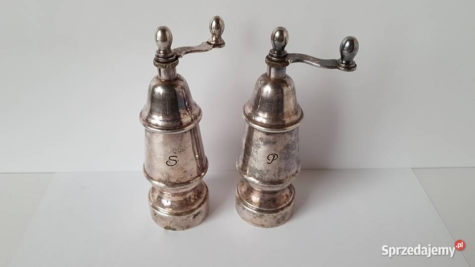 Sygnowana platerowana solniczka i pieprzniczka