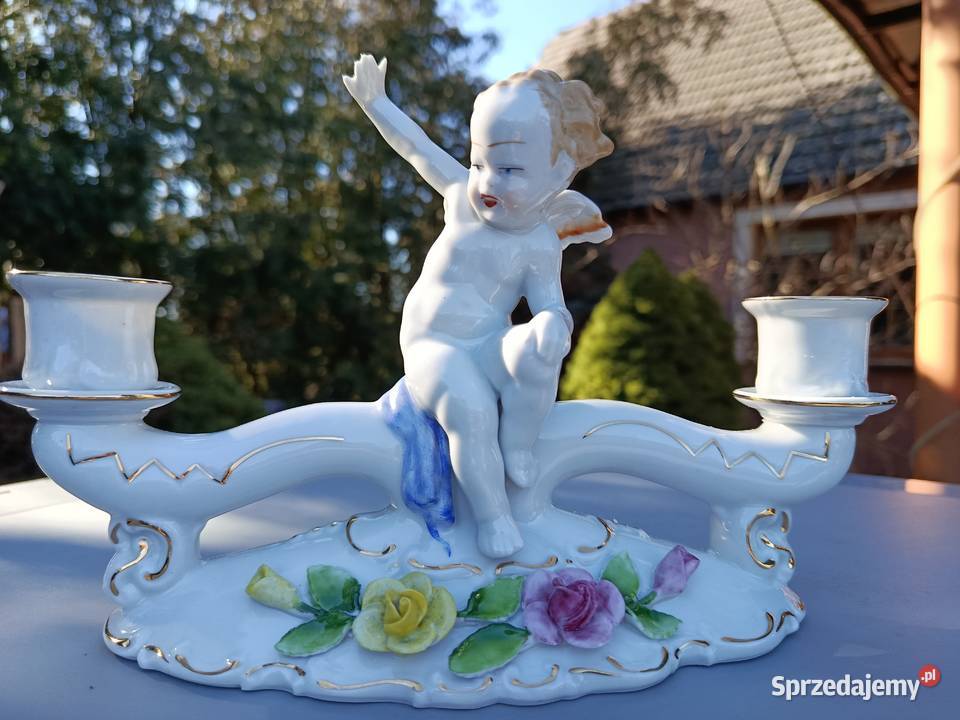 Świecznik porcelanowy sygnowany Klenica