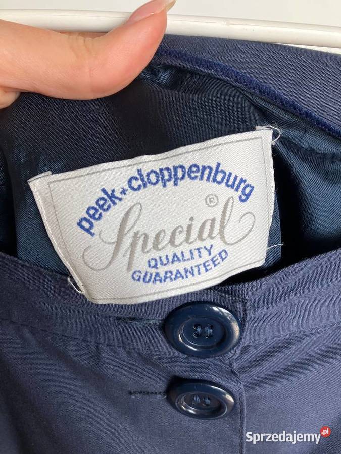 Bawełniana midi spódnica vintage granatowa Peek Nisko