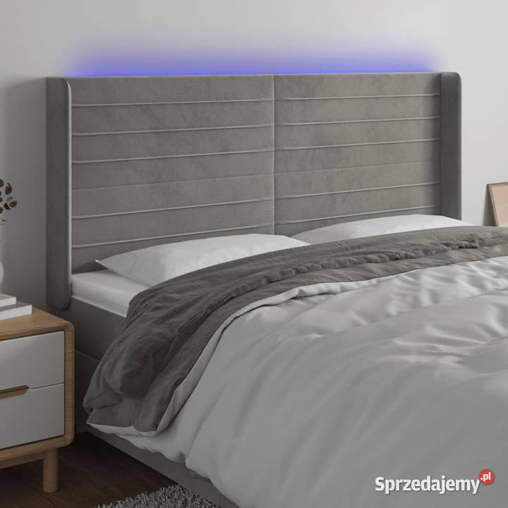Zagłówek do łóżka z LED jasnoszary 163x16x118128 Warszawa sprzedam