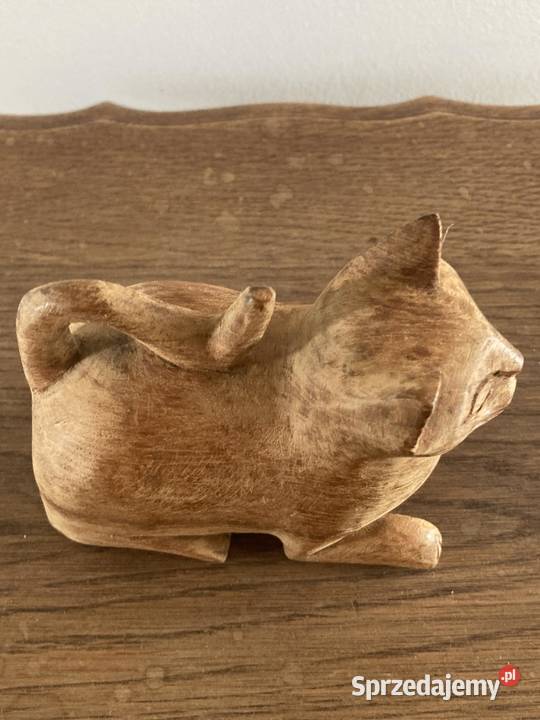 Drewniana figurka kota Warszawa