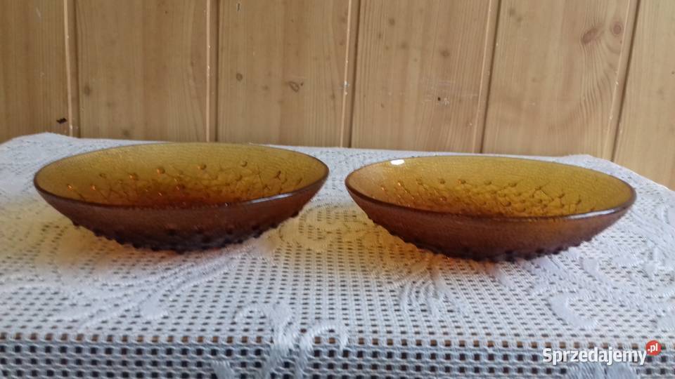 Miseczki szklane okrągłe w kolorze bursztynu małopolskie Kraków