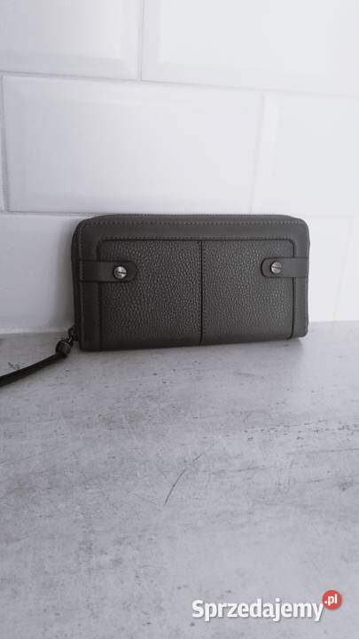 Szary duży portfel z przegródkami Warszawa