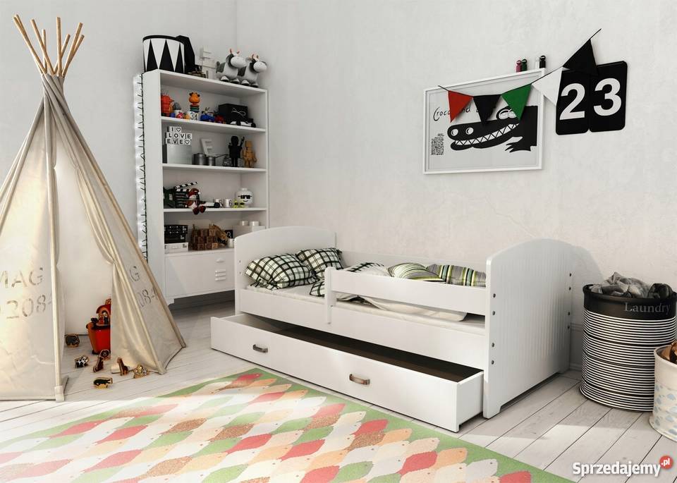 Łóżko dziecięce B5 z barierką 160x80 sosnowe Meble Katowice