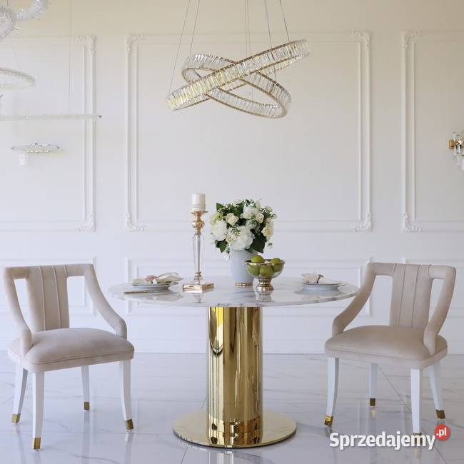 Nowoczesny stół złoty glamour okrągły z 130cm Warszawa