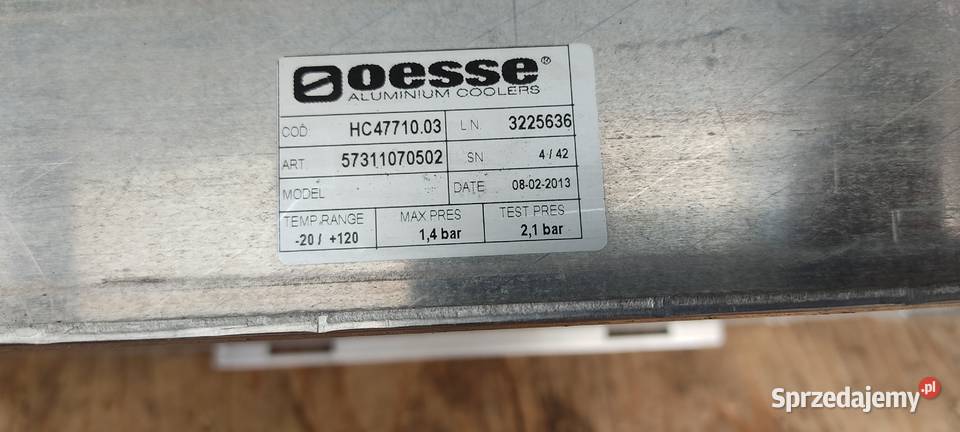 Chłodnica aluminiowa Oesse wózki widłowe wielkopolskie Wilczyn
