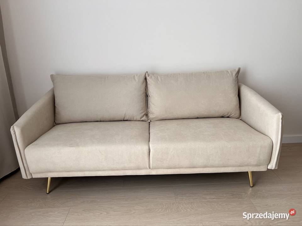 Sofa 3 osobowa MAURA Welur Beżowy Beliani Gdańsk