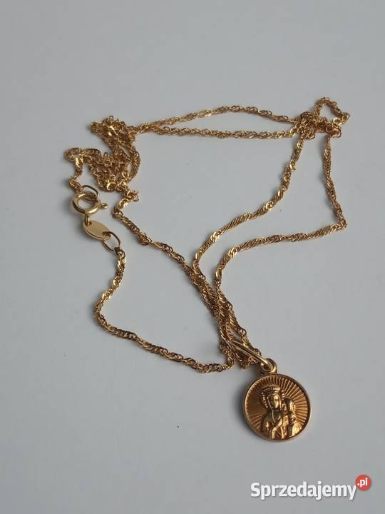 Śliczny złoty łańcuszek z medalikiem próba 585 Wrocław