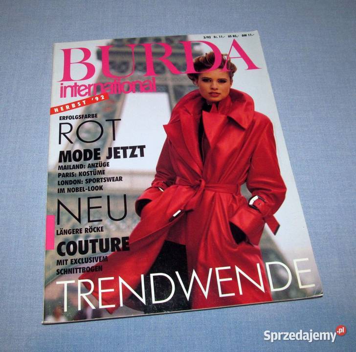 Burda International Jesień 1992 moda szycie Czasopisma Skępe
