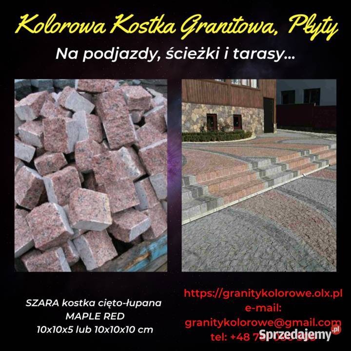 Kostka brukowa granitowa Czarna cięto łupana na Marki