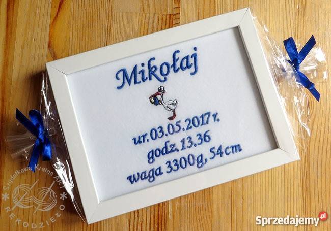 METRYCZKA DZIECKA haft IMIĘ DATA prezent Toruń