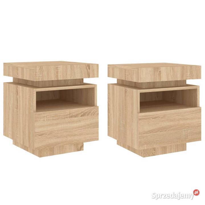 Szafki nocne z LED 2 dąb sonoma 40x39x485