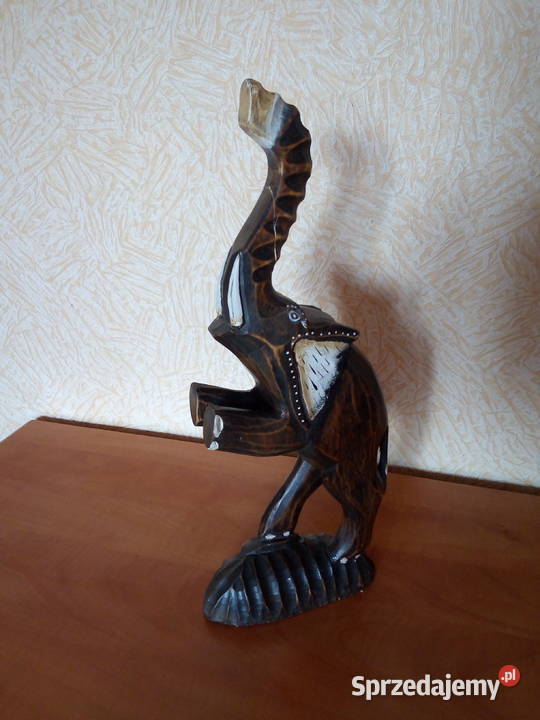 Wysoka Drewniana Figurka Słonia Słoń Drewniany Lublin