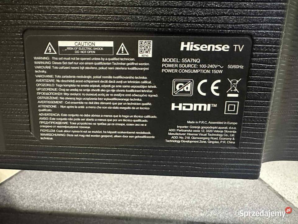 Telewizor HISENSE 55A7NQ 55 QLED 4K Smart TV Elbląg