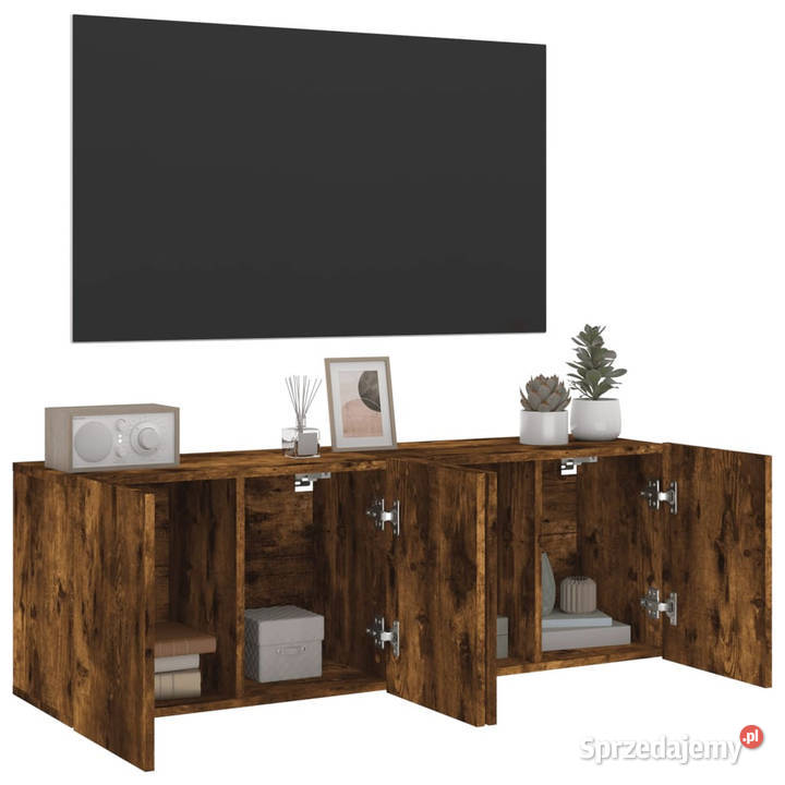 Ścienne szafki TV 2 przydymiony dąb 60x30x41