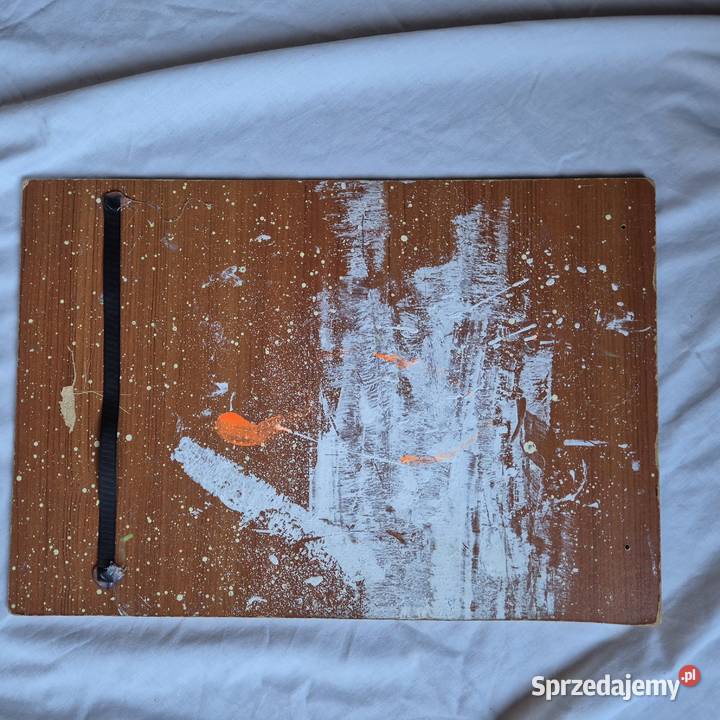 Stary obraz olejny na desce sygnowany małopolskie Brzesko