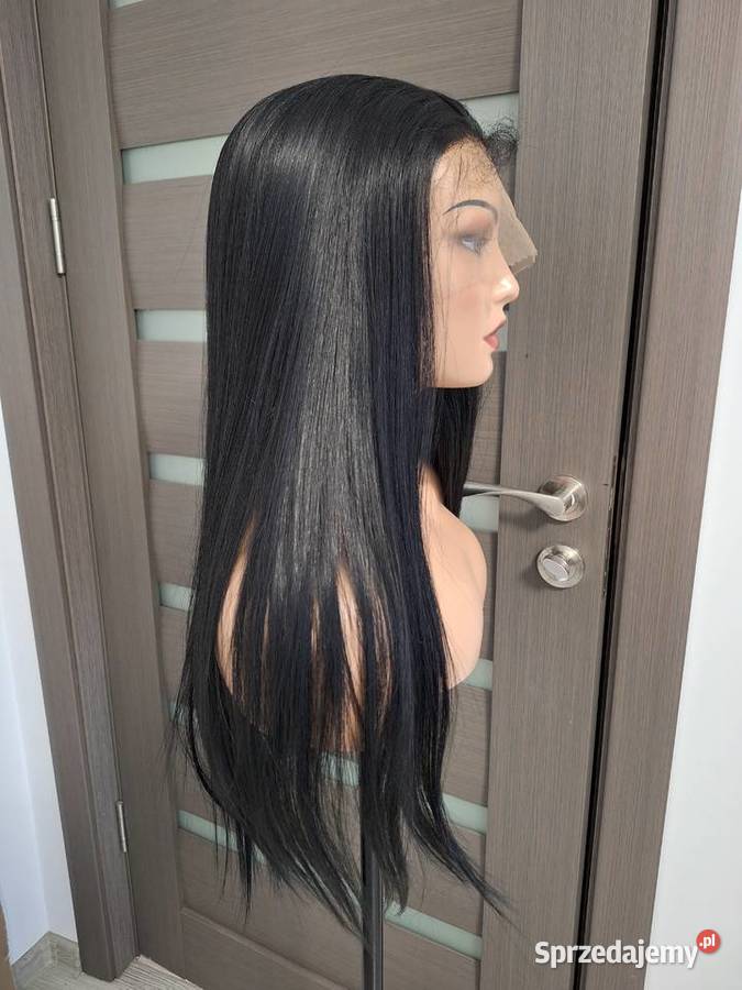Czarny długi koronkowy peruk Malbork