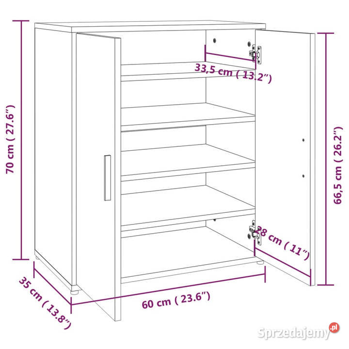 Szafka na buty przydymiony dąb 60x35x70 WM816008