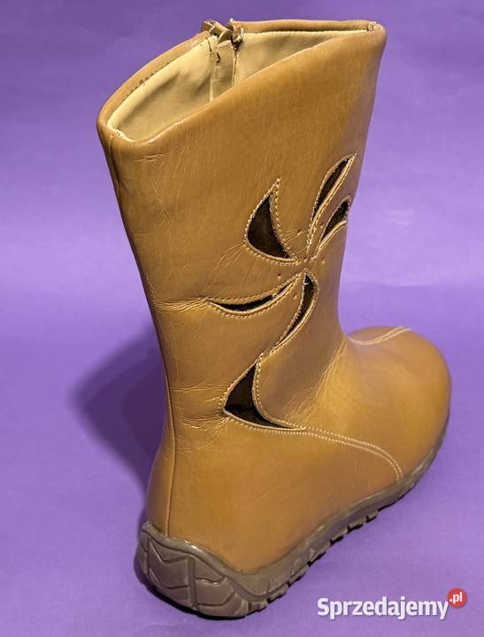 Beżowe ocieplane dziewczęce kozaki rozmiar 31 Żyrardów