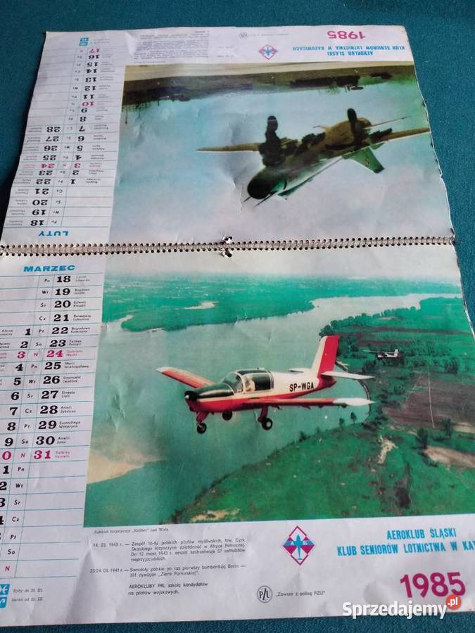 Stary kalendarz lotniczy 1985 Aeroklub śląski Pozostałe Dąbrowa Górnicza