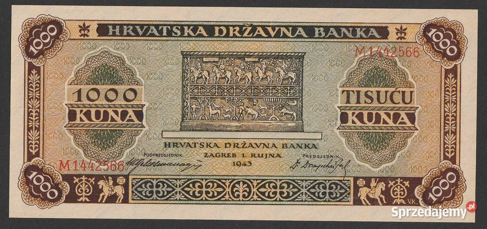 CHORWACJA 1000 KUNA 1943 STAN BANKOWY UNC sprzedam