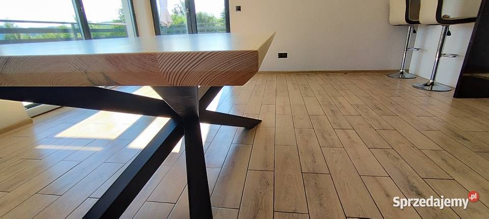 Solidny Stół Loft 180x90 Lita Sosna 4 PAJĄK Mat Sucha Beskidzka