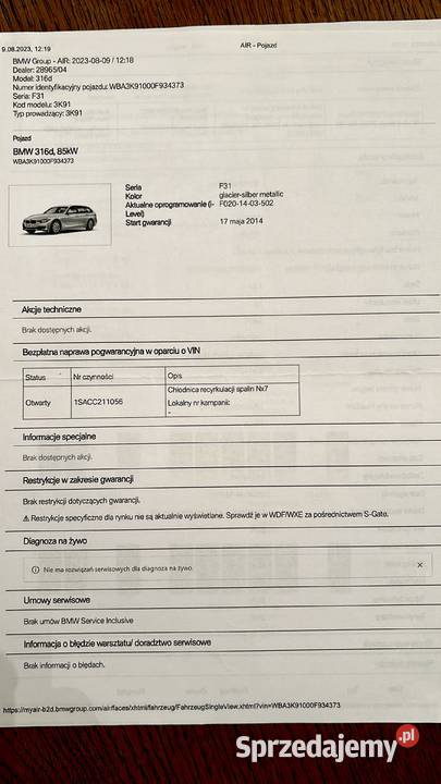 BMW 316 F31 niski przebieg 197tkm serwisowany