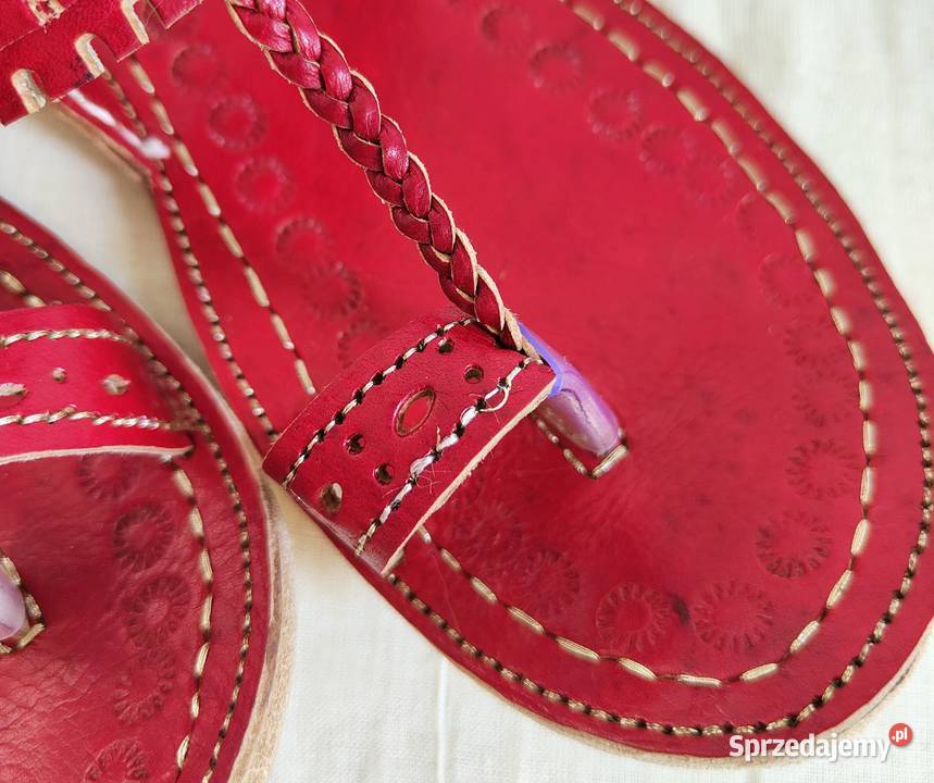 KOHRD2 Skórzane japonki kohalpuri 40 czerwone Szczecin sprzedam