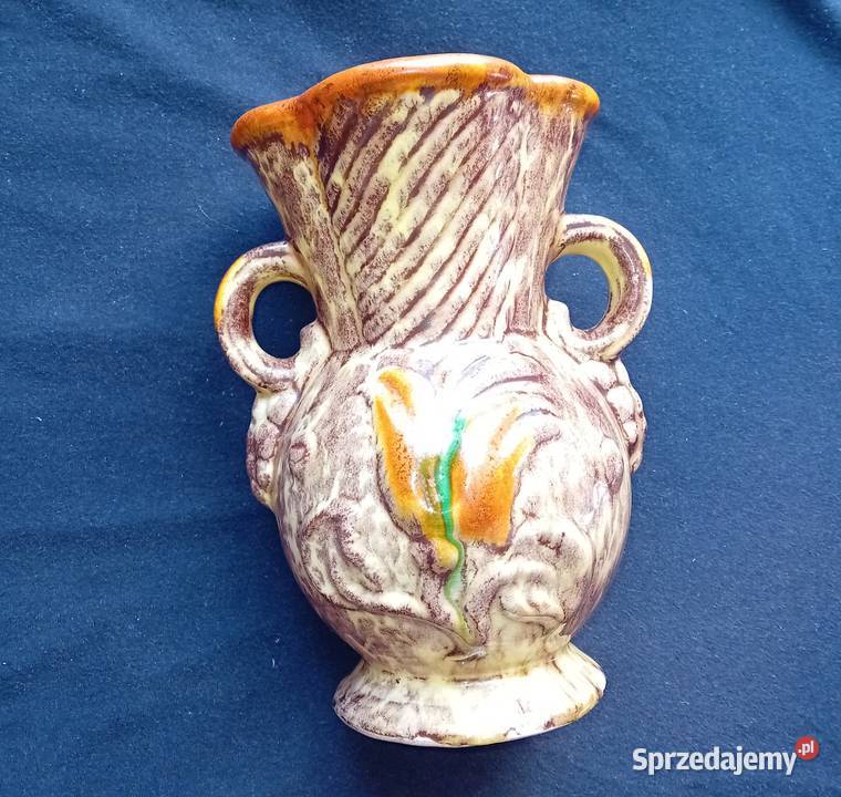 Wazon amfora ceramika z polewą uranową Jasba Porcelana i szkło Koźminek