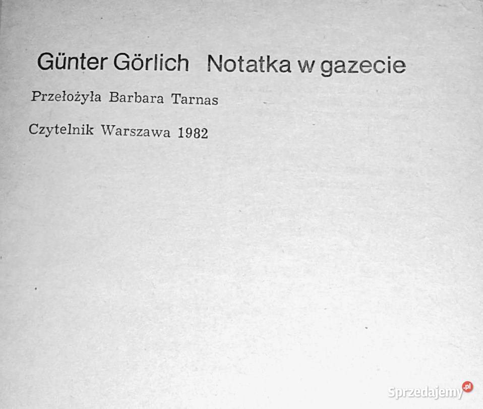 Notatka w gazecie Gnter Grlich miękka Chełm