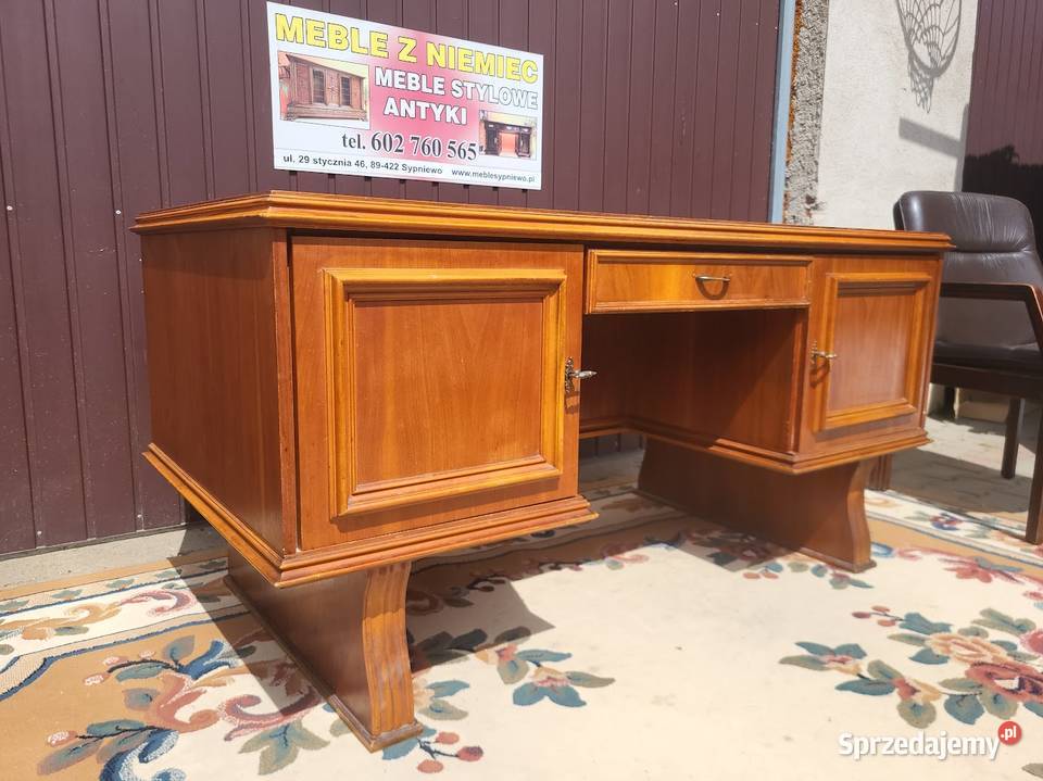 Biurko gabinetowe stylowe orzechowe dwustronne 59cm sprzedam