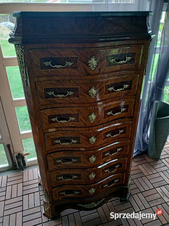 Piękna francuska komoda intarsja zdobiona