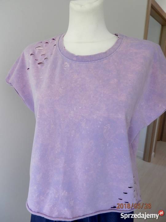 Bluzka z Dziurami Lawendowa Cieniowana Łomża