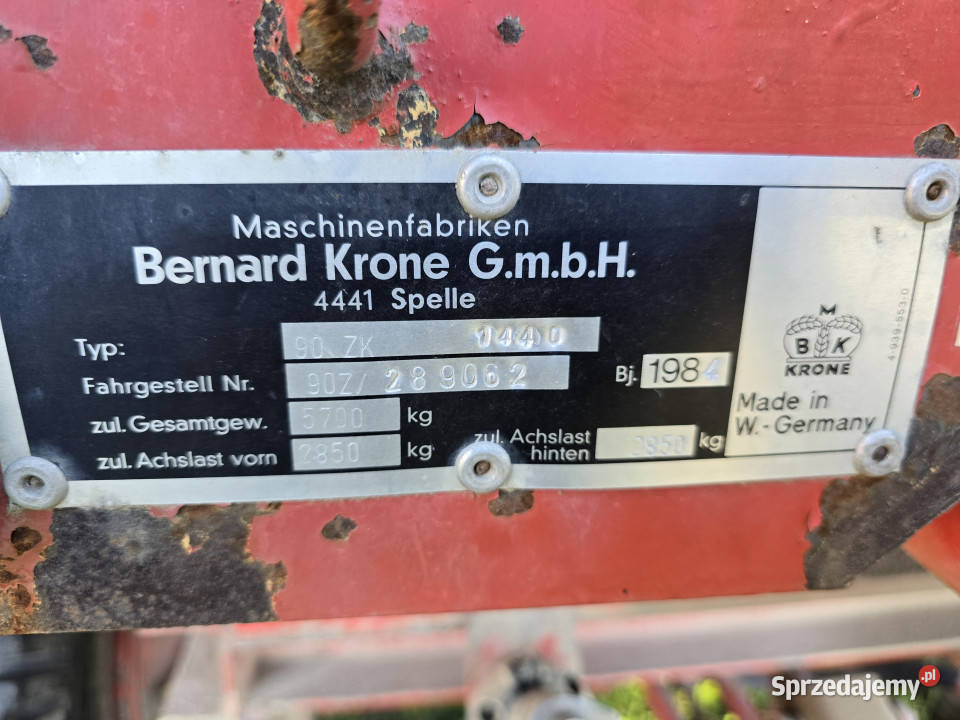 Przyczepa wywrotka KRONE 90 ZK ładowność 5700