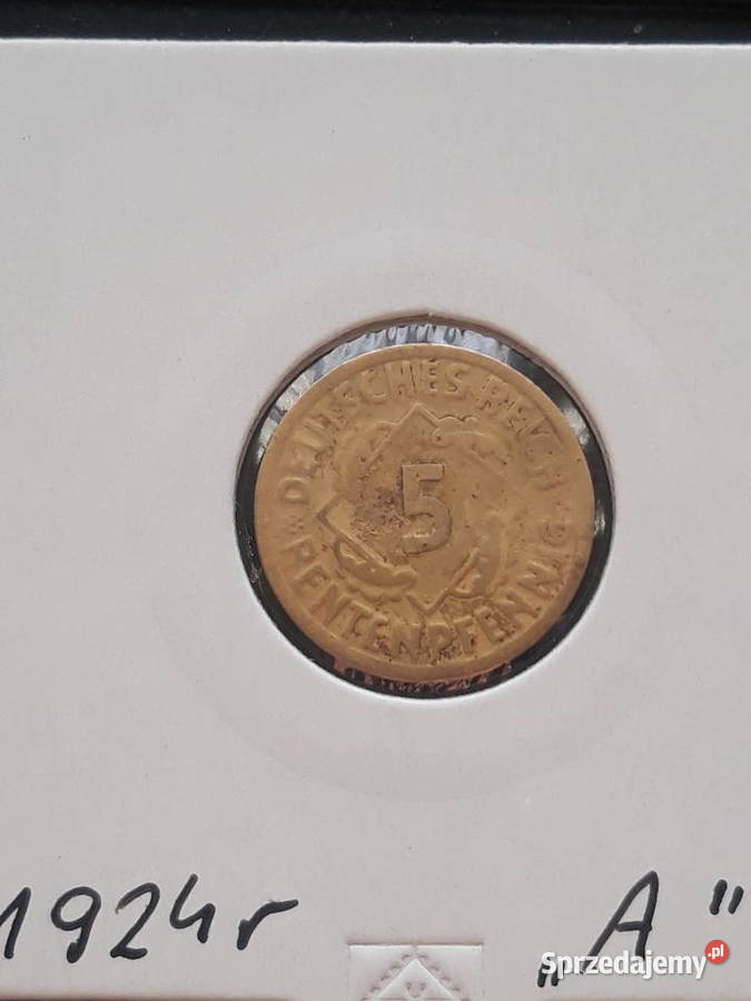 5 Fenigów Niemcy 1924 r men A