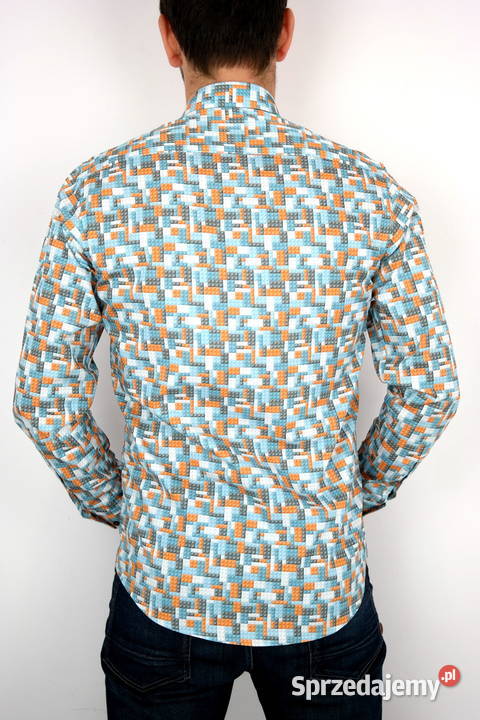 GIOVANNI PERA Koszula męska klocki lego różne pomarańczowy Ostrów Wielkopolski