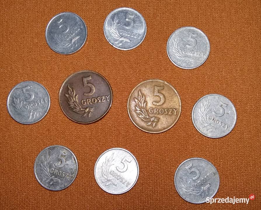 Moneta 5 groszy 1949 1958 1968 1970 1971 Łódź