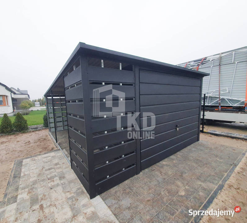 Garaż Blaszany 3x6 wiata Brama Antracyt TKD83 Iława