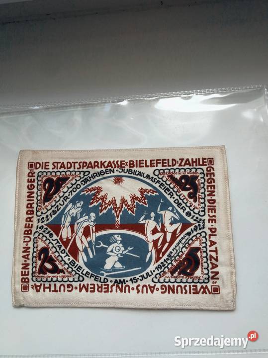 Niemcy banknot 25 marek 1921 na materiale