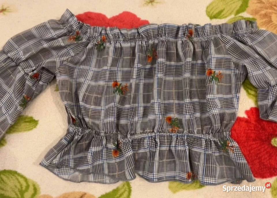 Szara bluzka z odkrytymi ramionami modna na ASOS Łódź sprzedam