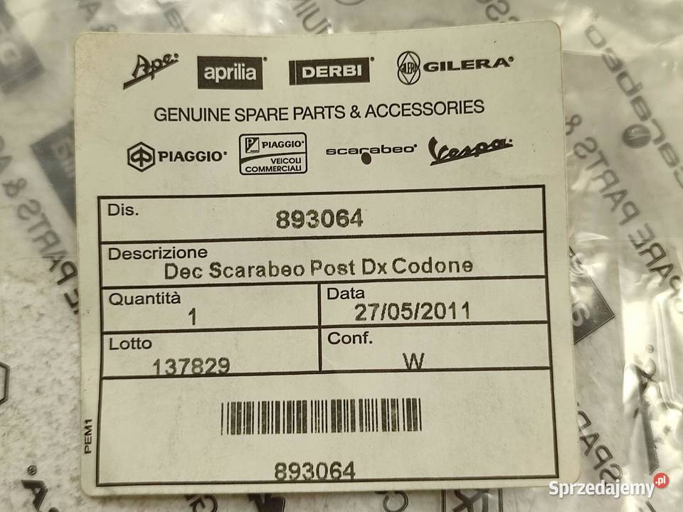 NAKLEJKA SCARABEO ZADUPEK L P APRILIA SCARABEO lubelskie