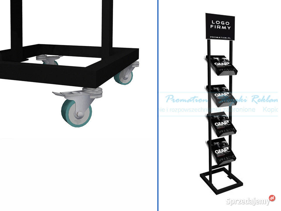 Stojak mobiny na kółkach na ulotki foldery