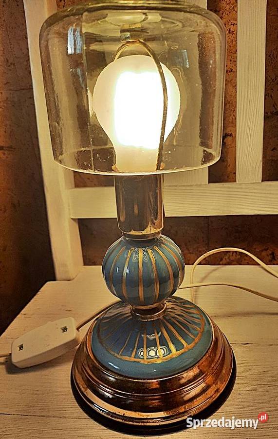 Lampa na stolik z kloszem 3 z PRL Ostrów Wielkopolski