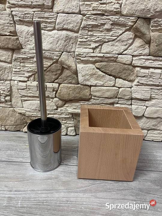 Szczotka do WC toaletowa drewniana buk pojemnik Dębica