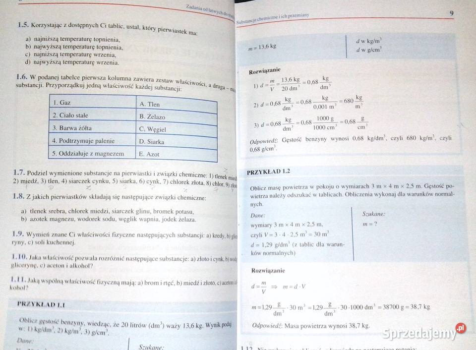 Chemia gimnazjalistów Zadania łatwych do Chełm