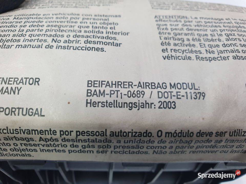 PODUSZKA AIRBAG OPEL MERIVA A 16835554 Pozostałe Lipno sprzedam