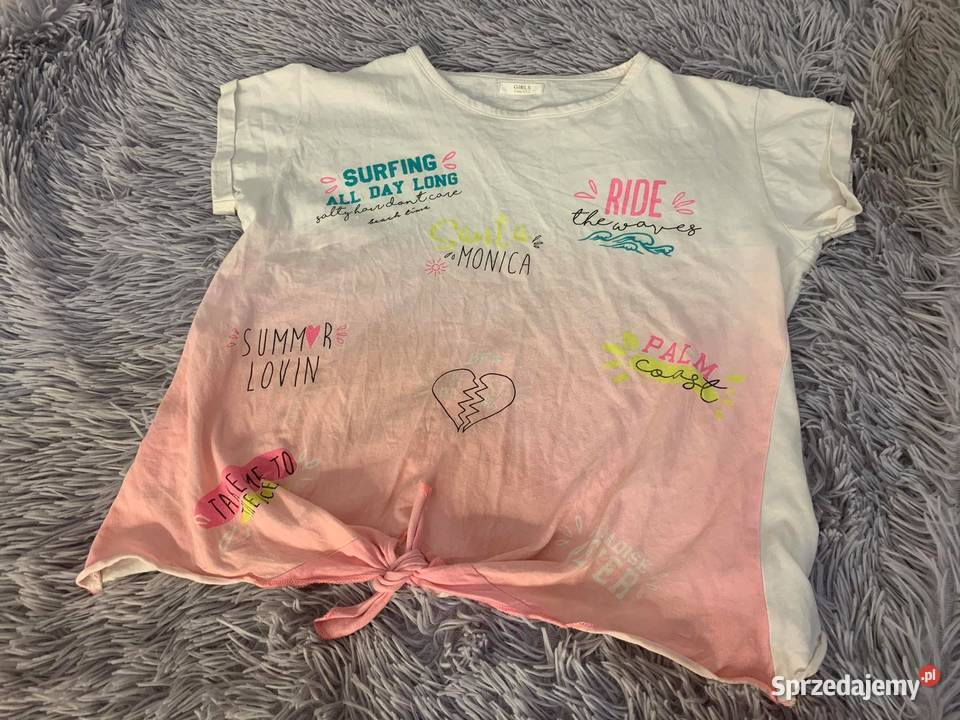 Tshirt koszulka bluzka z wiązaniem koralowa Bluzki, koszulki i kaftaniki Jasło
