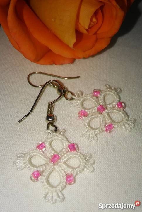 Kolczyki Frywolitkowe Wiśniowa