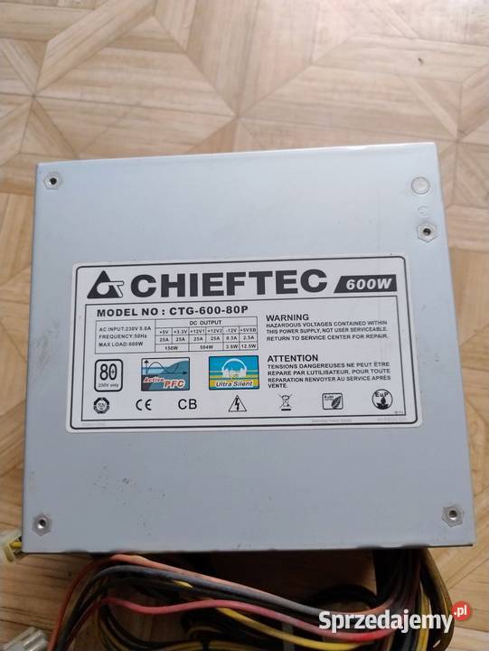 Zasilacz komputerowy Chieftec 600WRopla 400W i Ilość wentylatorów 1